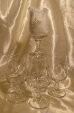 Set of 5 Pfaltzgraff REMEMBRANCE 6 Ounce GOBLETS 5 5/8", NOS