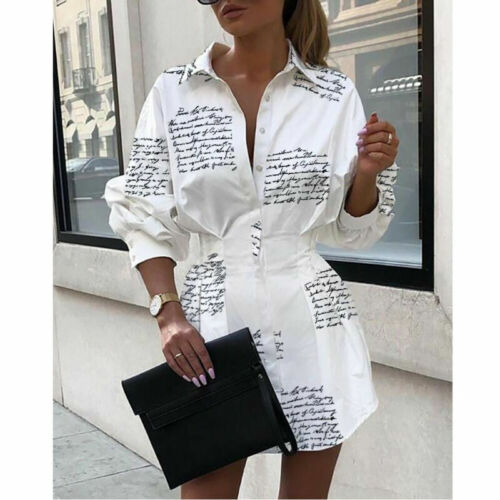 Blusa De Piña/Letra Para Mujer Vestido Blanca Mangas Largas Elegante Moda  Fiesta | eBay