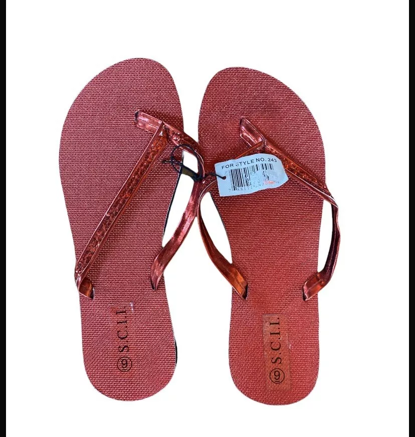 Ruby red flip flops sales