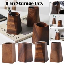 Pen Holder Desktop Storage Supplies Wooden Pen Storage Box Desk Accessories