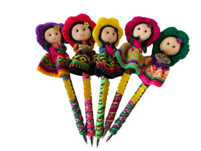 Lot (3) Peruvian Doll Pen - Lapicero Peruano de Muñeca