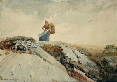 Winslow Homer ''Down Cliff'' american summer Yellow Artwork PAPER or CANVAS Print