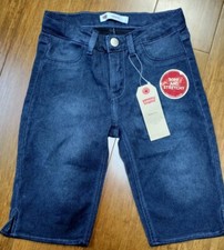 Levi Strauss Girls Jean Shorts Bermuda Blue Denim Size 10 Soft Stretchy NWT