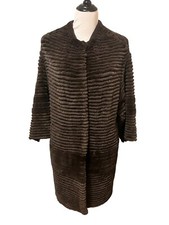 Rizal Rex Rabbit Fur Coat •women Fr 34/ Us 2-4• Button Front Long Sleeve Brown