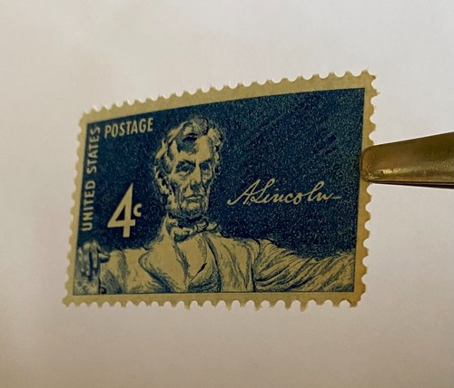 1958-59 Statue of Abraham Lincoln 4 Cent Blue Stamp Mint Unused OG - 第 5/19 張圖片