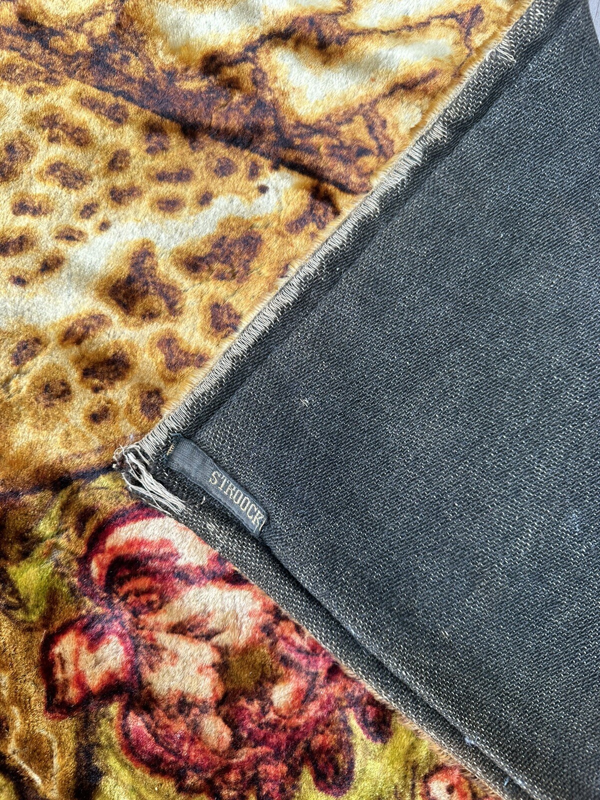 Rare Stroock Floral Design Weighted Victorian Sleigh, Carriage Blanket Large