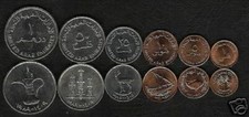 UNITED ARAB EMIRATES 1 5 10 25 50 1 DIRHAM 1988-1997 OIL UNC COIN COMPLETE SET