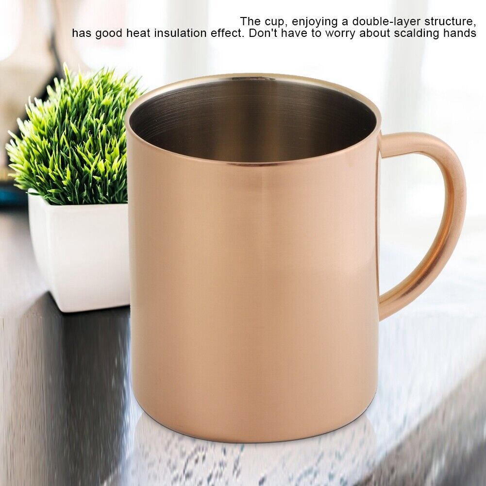 304 Stainless Steel Dual Layer Anti Scalding 400mL Coffee Beer Mug Cup