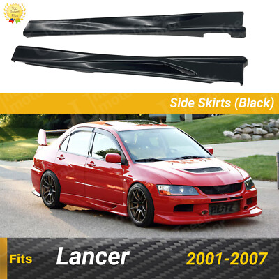 PU Black JDM Car Skirts Fits 2001-2007 Mitsubishi Lancer EVO 7 8 9