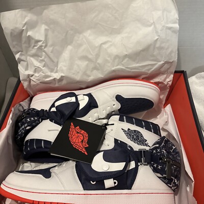 NIKE AIR JORDAN RETRO 1 UTILITY QUAI WHITE BLUE RED DV1717-100 (US SIZE 14)