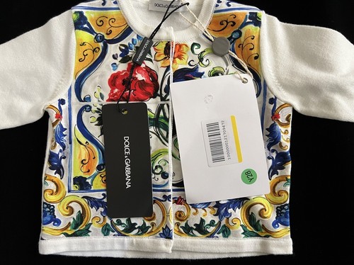 Cardigan neonato Golce & Gabbana Maiolica Bouquet maglione floreale bambino NUOVO - Foto 5 di 11