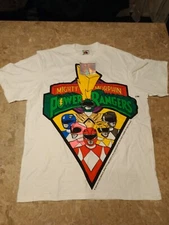 Mighty Morphin Power Rangers Alll Over Print Shirt Vintage Vitamin Size Large 