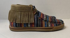 Twisted X Women's Serape Leather Fringe Moccasin Chukka Size 6M Rubber Sole