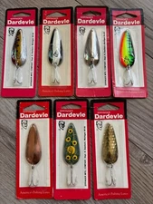 Lot of 7 New Dardevle 2/5 oz IMP Daredevil Lures Dare Devil Rare Colors USA