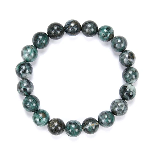 Natural Pyrite in Green Jade Gemstone 8MM 10MM 7.5 inch Round Bracelet(S20) - Picture 2 of 3