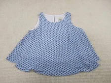 Loft Blouse Shirt Womens Medium Blue White Geometric Print Scoop Neck Tank Top