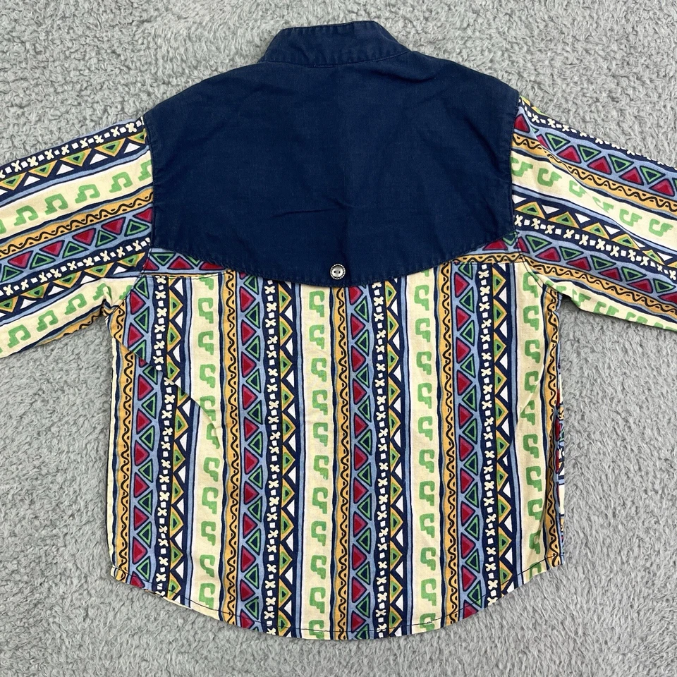 Camisa Western de Colección JUVENTUD Niños XS/S Abotonada Estampado Completo Vaquero Rodeo Años 80 90 Foto 3 de 4