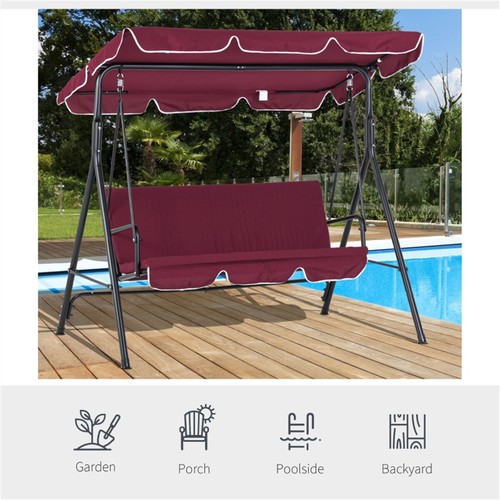 Outdoor Red Patio Swing Chair Comfortable Seating for Garden Porch Relaxation - Picture 5 of 6