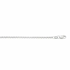 2.3mm Diamond Cut Lite Rolo Chain Necklace Real 10K White Gold