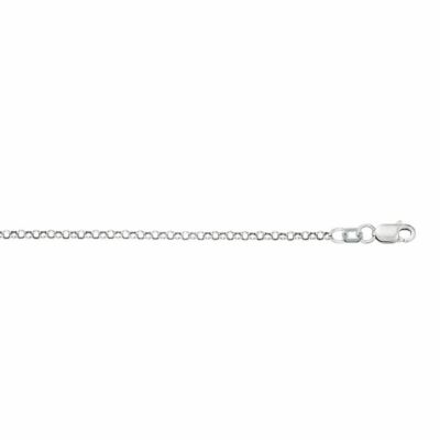 Lite Rolo Kette Collier 2,3 mm Diamantschliff echt 10 Karat Weißgold