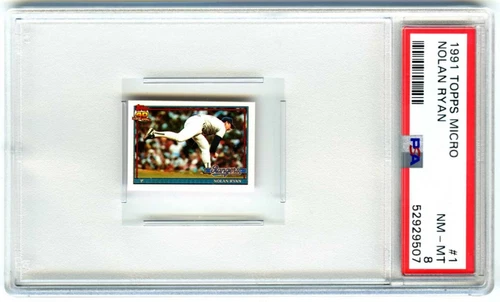 NOLAN RYAN~RARE (POP 22) 1991 TOPPS MICRO PSA-8 NM-MT GRADED CARD #1 (NEW CASE)