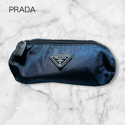 PRADA Pouch Tessuto Nylon Triangle Logo Navy Pen Case Multi-Case