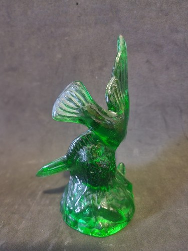 MURANO ARTE VETRO ARTISTICO GLASS SCULTURA UCCELLO COLORE VERDE DA COLLEZIONE - Foto 5 di 14