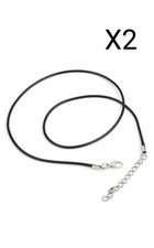UK BASED! 2 BLACK x Leather Necklace Cord with Lobster Clasp, DIY Jewelry Making