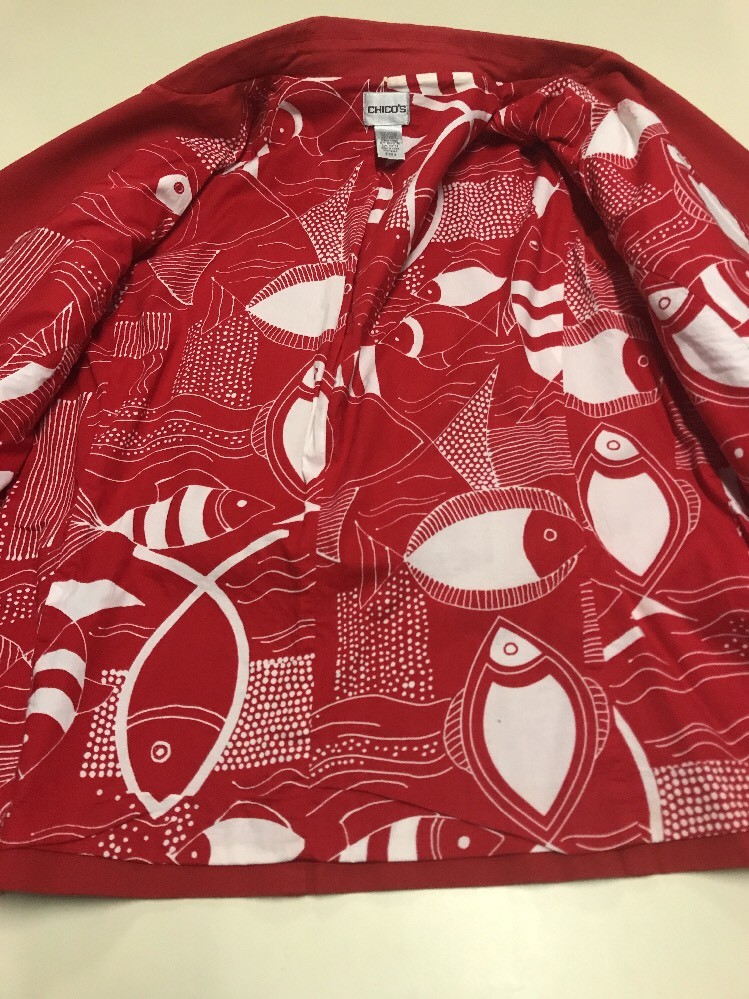 Chico's Women's Jacket Red 2 Button Fully Lined  … - image 9