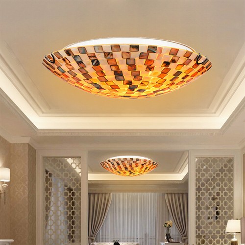 Traditional Mosaic Bowl Shade Pendant Light Tiffany Stained Glass Shade Lighting - Picture 10 of 10