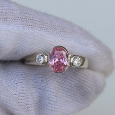 Pink Sapphire Ring 925 Sterling Silver Ring Engagement Ring Anniversary Gift Her