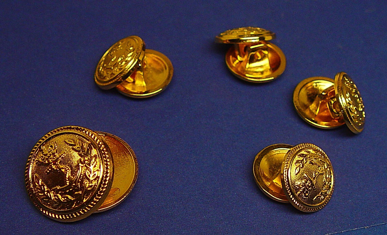 LANDS END REPLACEMENT BUTTONS 10 GOLD TONE SOLID METAL BUTTONS GOOD USED COND.