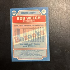 C55b 1991 Topps Bazooka #3 Bob Welch, Oakland, A’s Athletics Shining Star