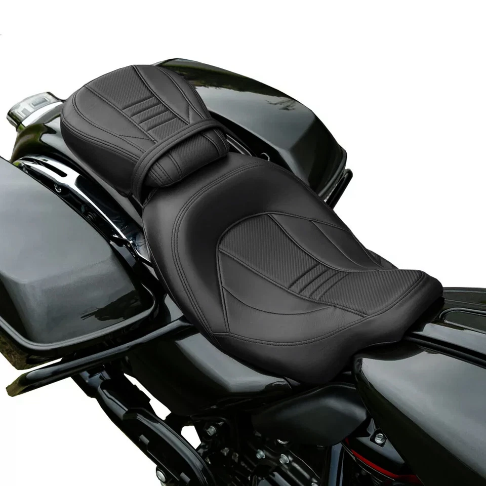 Low-Profile Driver Passenger 2-UP Seat For Harley Touring Road King 2009-2023 Foto 2 de 4
