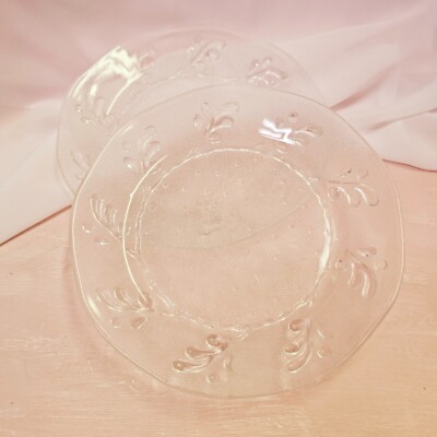 Amanda Luncheon or Salad 2pc Plate Set, Vintage Anchor Hocking, Leaves & Dots