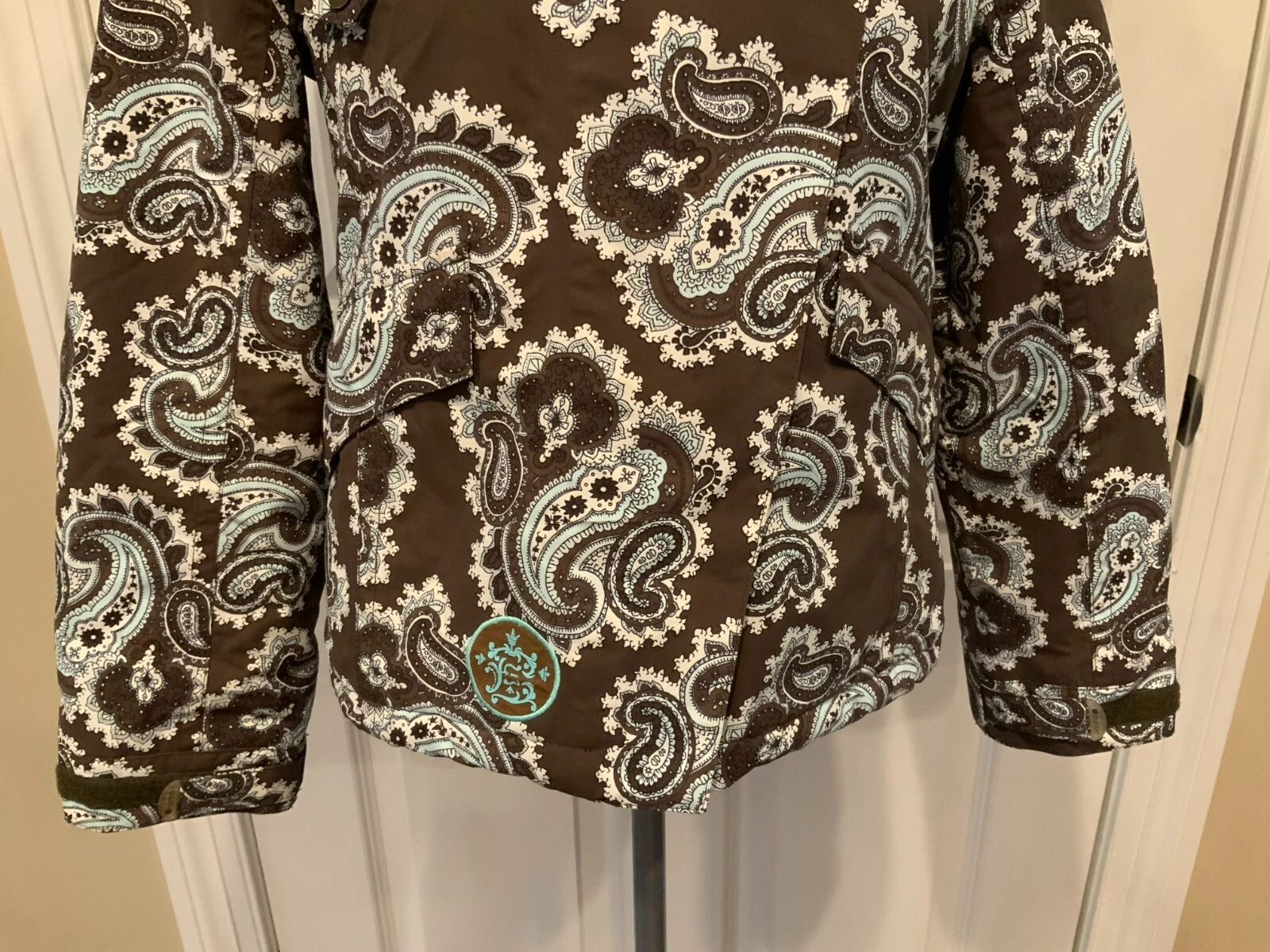 burton floral paisley hooded ski snowboard jacket