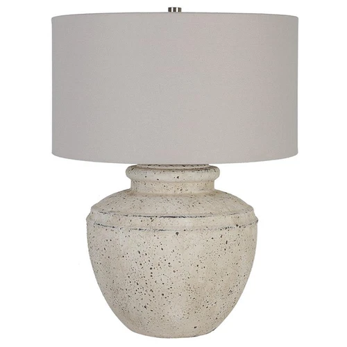 Uttermost Artifact Steel Ceramic and Fabric Table Lamp in Gray/White - Picture 3 of 7