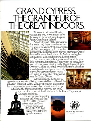 Grand Cypress Resort Hyatt Regency Original Vintage Print Ad