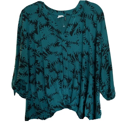 Anthropologie Akemi and Kin Teal Button Front Blouse XS