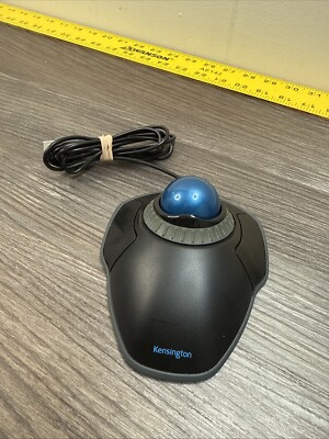Kensington K72337 Orbit Smooth Blue Trackball w Scroll Ring Marble Mouse Tested