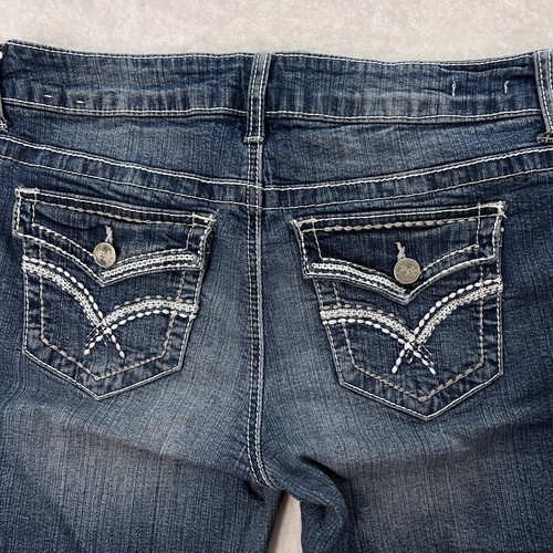 JADE JEAN Shorts Bermuda Jr 7/8 Cuffed Embroidery Back Pocket Flaps Y2K Beach - Picture 7 of 13