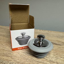 Universal Sink / Tub Drain Stopper   Chrome Top  Silicone Seal   New in Box
