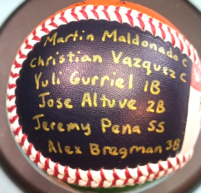 HAND PAINTED BASEBALL 2022 HOUSTON ASTROS WORLD SERIES CHAMPIONS JOSE ALTUVE + - Image 2 of 4