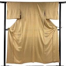 JAPANESE KIMONO IROMUJI Light brown 151cm 4 ft 11 in PURE SILK AA9800