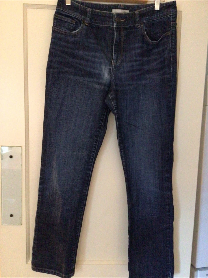 Chico's Platinum女式蓝色牛仔裤1码短直筒 — 第 2/4 张图片