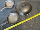 vintage Cast iron pan skillet Wagner Ware #3 w/ #4 Classic and 8 1/2 lid