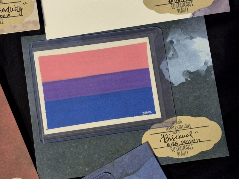 “BISEXUAL” MM#128 PRIDE12 ACEO SIGNED OOAK ACRYLIC FLAG BI PRIDE PAINTING