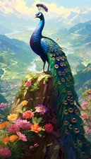 Animals Bird Peacock Landscape Painting Home Decor Wall Art Printed on Canvas 37