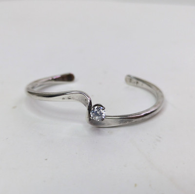 Vintage Sausalito Craftworks Sterling Silver W/ cubic zirconia Cuff Bracelet 11g