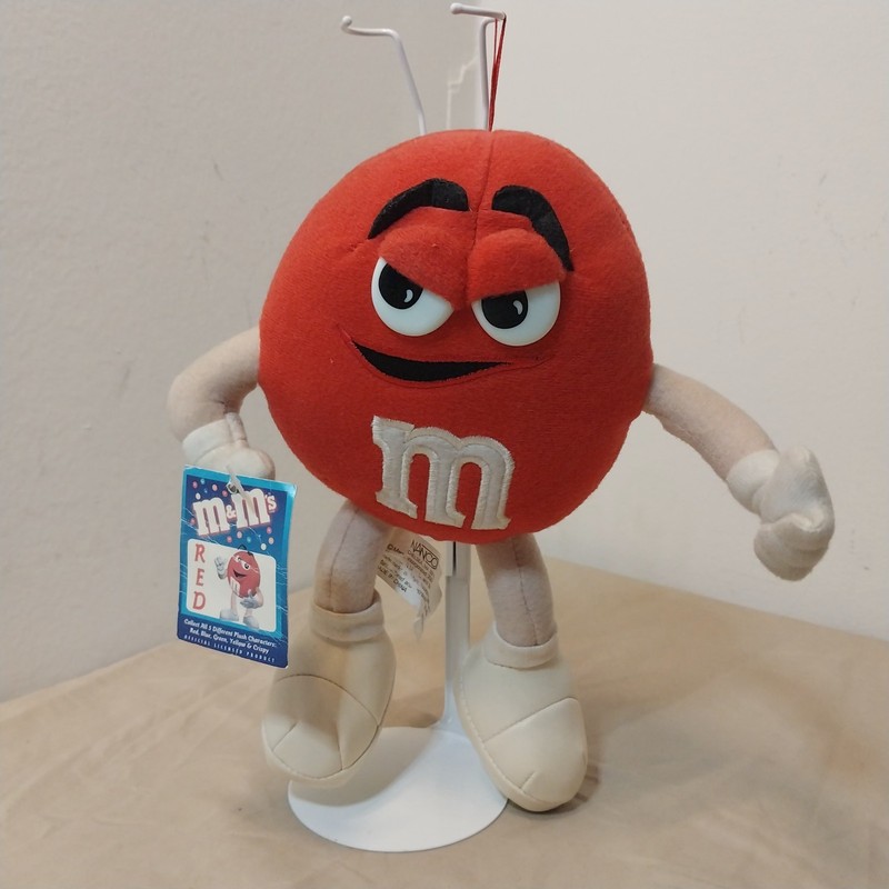 2001 Nanco Mars Hanging Red M&M W/Tags Novelty Promotional 8" Stuffed Plush